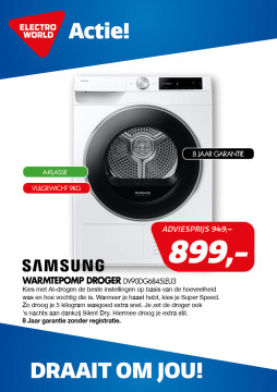 SAMSUNG WARMTEPOMP DROGER DV90DG6845LEU3